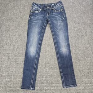 Miss Me JE544052L Skinny Jeans Womens 27 29x33 Dark Wash Embellished Y2K